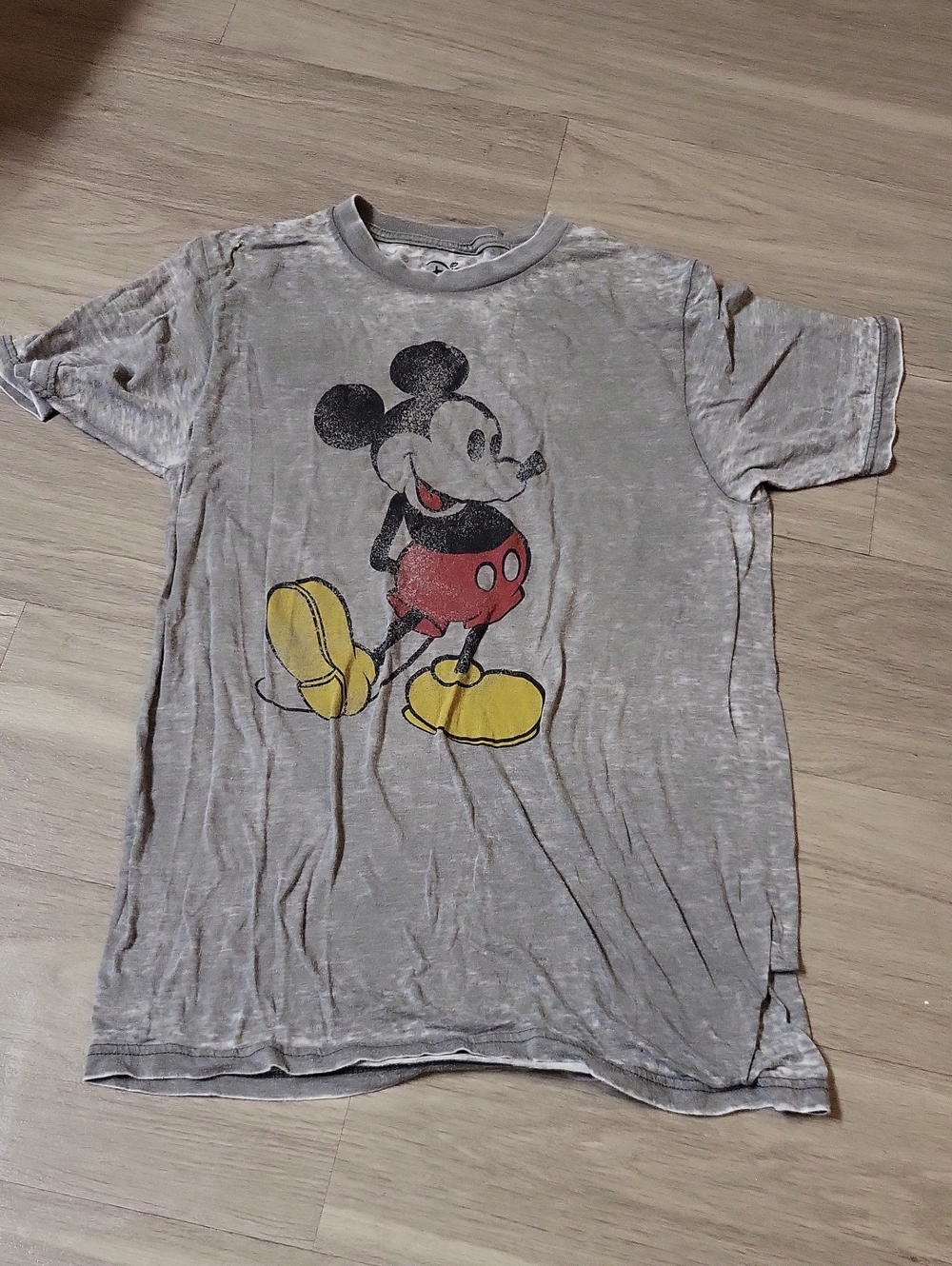 Disney Gray Graphic Tee with Black Mickey Detail